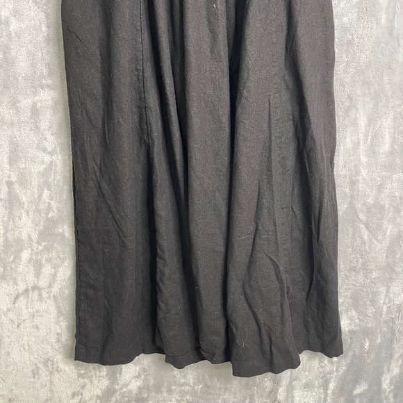 Old Navy Fit & Flare Sleeveless Linen Blend Midi Dress Women L Black Jack Preppy - Picture 6 of 10